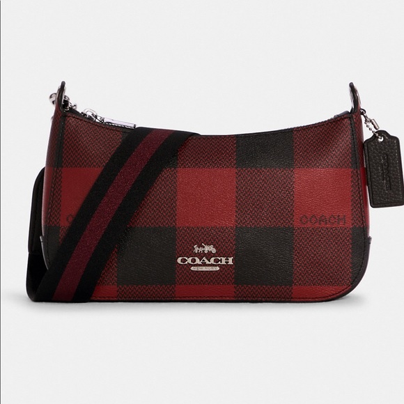 Coach Jes Baguette With Buffalo Plaid Print - Picture 2 of 7